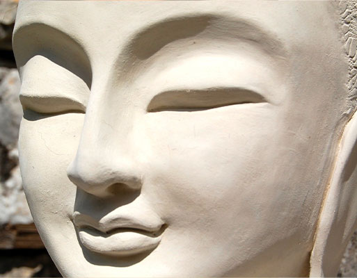 Tête de Bouddha grès blanc - Françoise