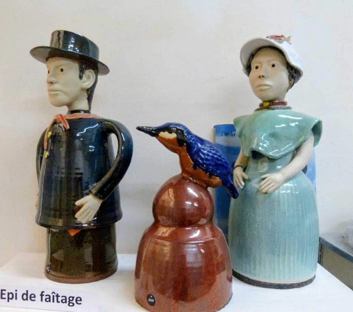 Épis de faitage en grès émaillé - tournage et modelage - Serge