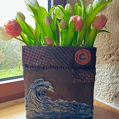 Modelage vase Okusai grès émaille - Carol