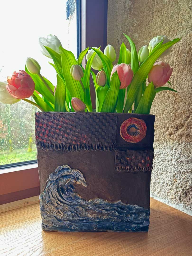 Japon vase Okusai grès Émaillé - Carol