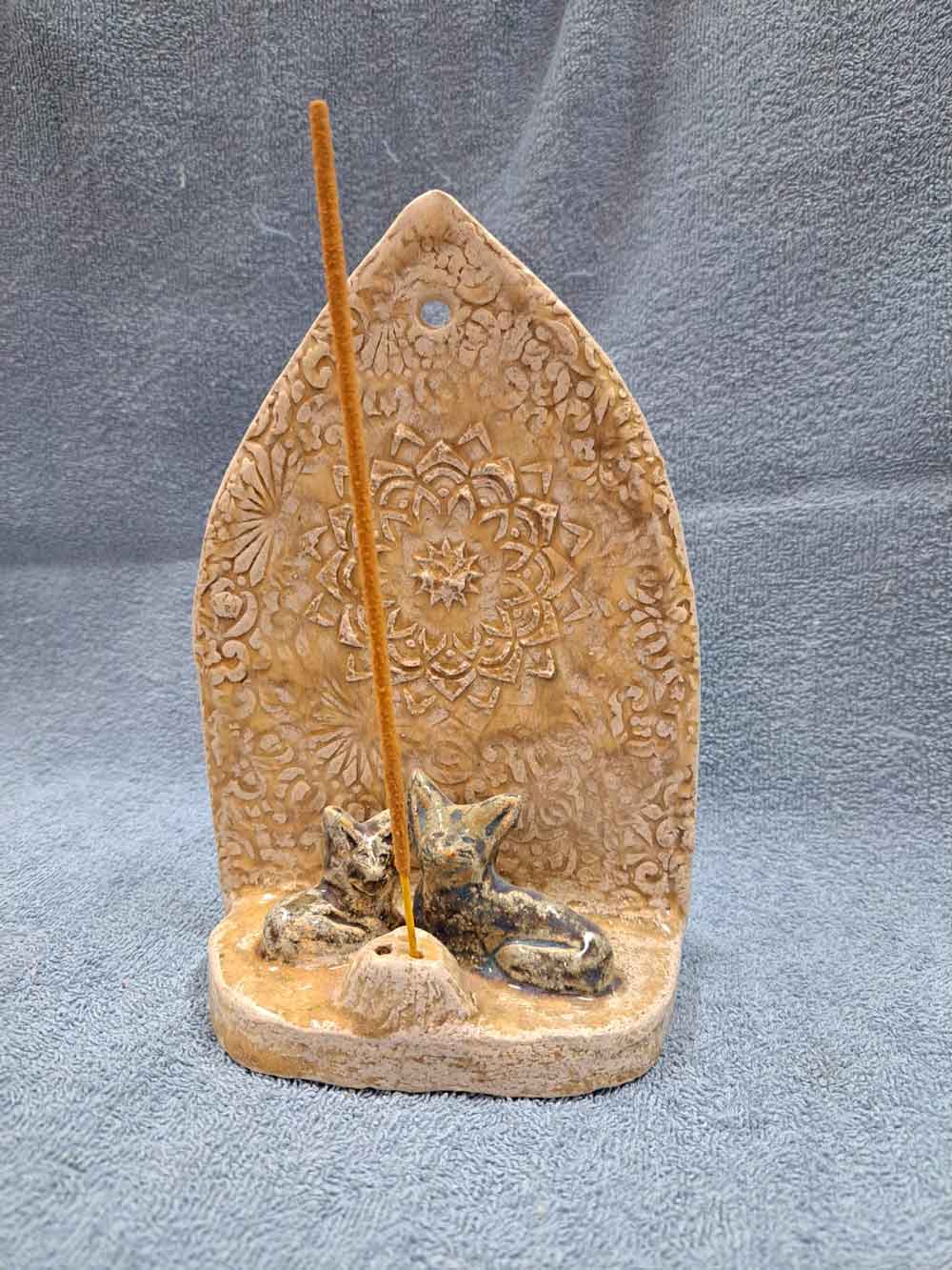 Porte encens en faïence émaillée